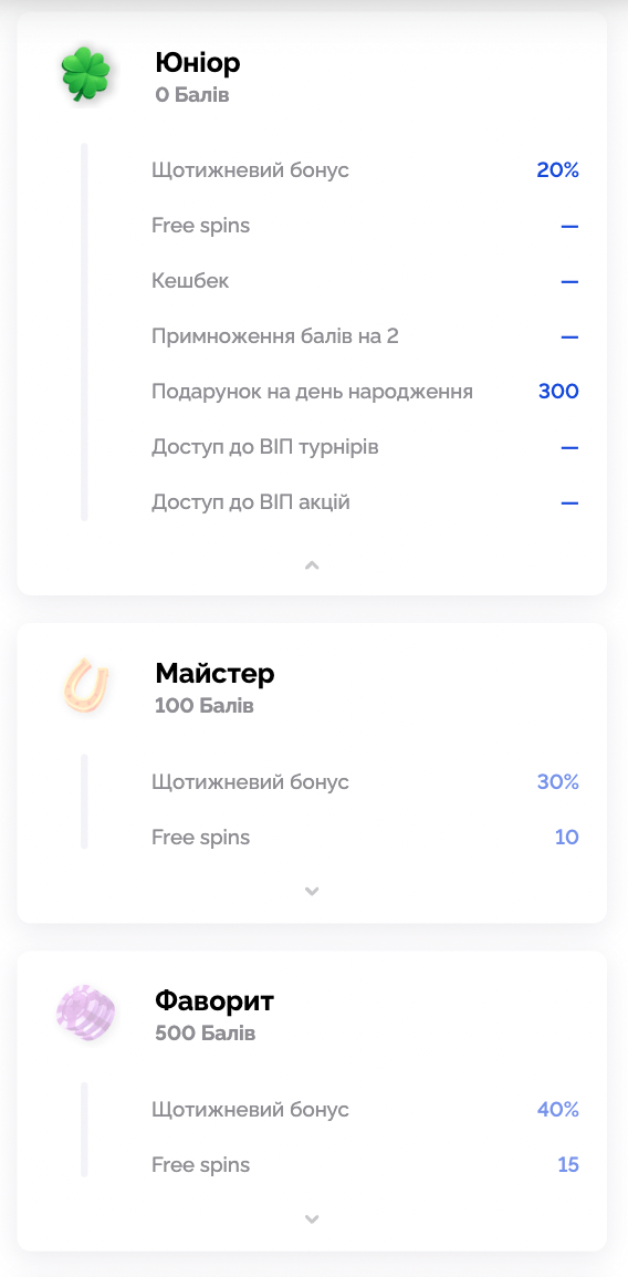 VIP програма лояльності в Вулкані